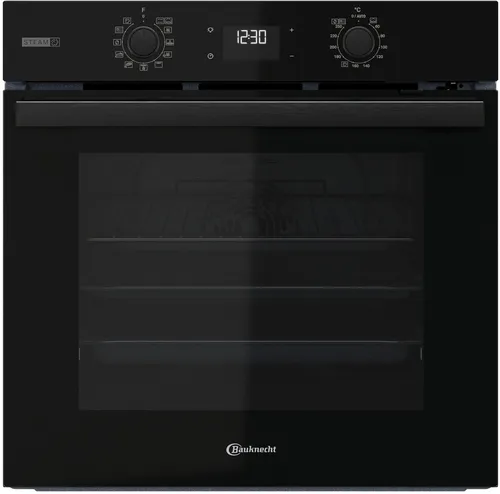 BAUKNECHT Einbaubackofen BBA2S85PU1K - Backofen mit 71 l Garraum, Pyrolyse-Selbstreinigung und 1-fach-Teleskopauszug für müheloses Kochen und einfaches Reinigen.
