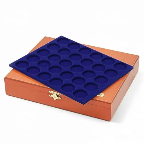 SAFE 5896 Münzkassette aus Holz für 90 Stück 10 Euro / 20 Euro Münzen | 3 herausnehmbare Tableaus | 255 x 210 x 40 mm