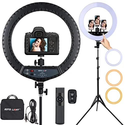Zoll LED Ringlicht mit Stativständer, großes Ringlicht mit Touch Panel für YouTube Vlog Videoaufnahmen, Makeup Studio Portrait mit Fernbedienung, CRI>97 21
