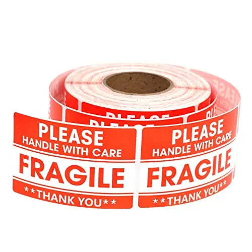 Fragile Aufkleber, 500 Stück Zerbrechlich Aufkleber, 50mm x 76mm Fragile Stickers Labels Moving Achtung Warnaufkleber, Warnetiketten Umzugsetiketten Vorsicht Selbstklebend für Warensendungen