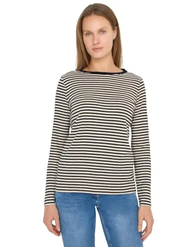 Cecil Gestreiftes Shirt universal Blue XXL - Stylisches Shirt aus Baumwollmix mit U-Boot-Ausschnitt. Ideal für lässige Outfits und bequem im Alltag. Maße bei EU-Größe M: Brustweite 52,5 cm, Länge 64 cm.