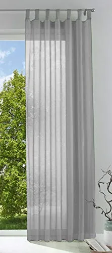 Gardinenbox 1er-Pack Gardine Transparent Vorhang Wohnzimmer Voile Schlaufenschal HxB 255x140 cm Grau, 202076