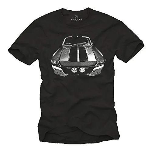 MAKAYA Herren T-Shirt für Muscle Car Fans - 68er Mustang Eleanor schwarz XXL - Hochwertiges Herren T-Shirt aus weichem Stoff, ideal für Muscle Car Fans. Lockerer Schnitt und doppelt gelegter Rundhalskragen sorgen für optimalen Tragekomfort.