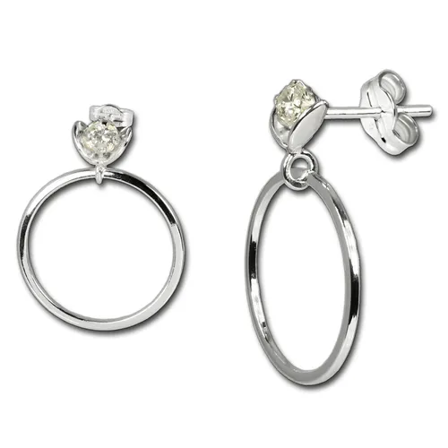 SilberDream Ohrringe Damen-Schmuck 925er Silber Ohrstecker Ring weiß SDO526W