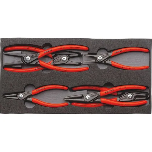 Knipex 00 20 01 V02 Seegeringzangen-Set - Sicherungsringzangen-Set mit sechs Präzisionszangen, ideal für Werkstatt und Werkbank. Inklusive praktischer Schaumstoffeinlage zur übersichtlichen Aufbewahrung.