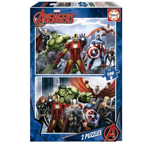 Educa 15771 - Avengers Kinderpuzzle, 2 x 100 Teile für kreativen Spielspaß und Teamarbeit