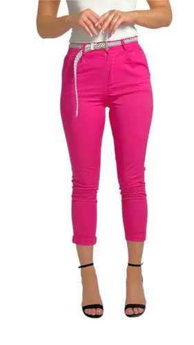 Mississhop Chinohose Damen Hose Baumwolle Hose mit Gürtel M.369