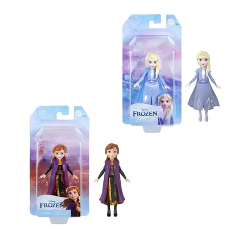 Die Eiskönigin 9 cm – Gelenkpuppen von MATTEL - 9 cm große Prinzessin mit 5 Gelenkpunkten, ideal für kreative Spielideen. Sie trägt ihr ikonisches Reiseoutfit und ist ein Muss für jeden Fan!