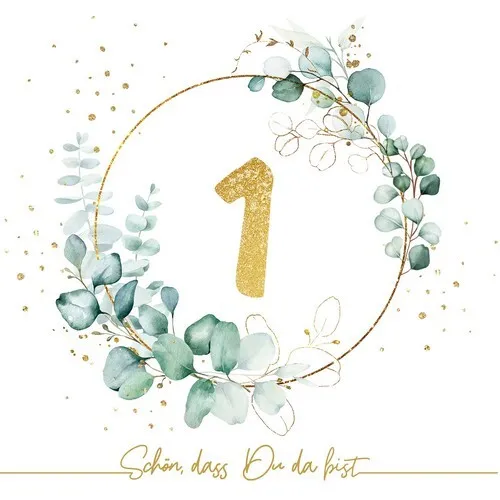 Servietten Eucalyptus Golden 1 in grün von Serviettenshop