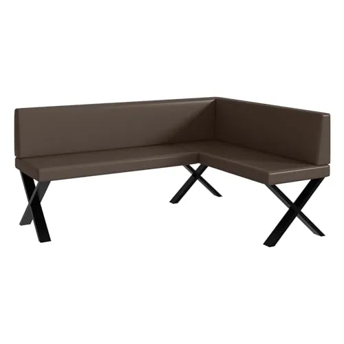 MEBLINI Eckbank für Esszimmer - Küchenbank - Essecke - Sitzecke Küche - Toni - X-Beine 128x168x87cm Rechts - Braun Kunstleder