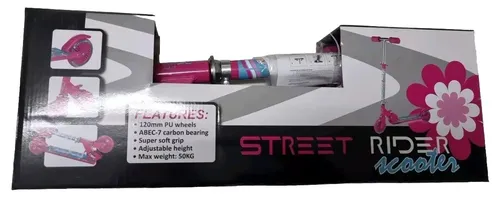 Kids Globe Street Rider Aluscooter Roller rosa mit Blumen - Klappbar und praktisch für unterwegs - Roller / Kickboards, klappbar für einfachen Transport und Aufbewahrung, ideal für Kinder und stylisch mit Blumenmuster.