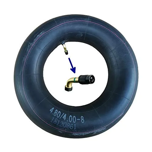 Kujo Schubkarrenschlauch 4.80/4.00-8 Pneumatisch Schlauchloser Reifen Abgewinkeltes Autoventil Schwarz Messing Gartenwagen Schubkarre Wagen