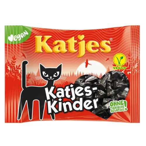 Katjes Kinder Lakritz 175g - Vegan und ohne Gelatine - Fruchtgummis/Lakritze, ideal für alle Gelegenheiten, köstlicher schwarzer Lakritzgeschmack in Katzenform.