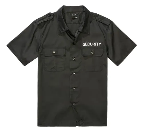 Brandit Security US Shirt Short Sleeve schwarz, Größe 6XL - Business- & Abendmode für Herren: Robustes, wasserabweisendes Security Shirt mit großem 'Security' Print, ideal für aktive Einsätze und optimale Bewegungsfreiheit.