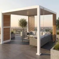MCW Pergola Weiß 3x3m – Stilvoller Sonnen- & Sichtschutz - Hochwertige 3x3m Pergola mit drehbarem Lamellendach und stabilem Aluminiumgestell. Regulieren Sie Licht und Schatten nach Bedarf und genießen Sie wetterfesten Komfort in Ihrem Garten.