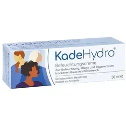 KadeHydro Befeuchtungscreme - Hygieneartikel für den äußeren Intimbereich, bietet intensive Befeuchtung und Pflege mit Hyaluronsäure, Mandelöl und Bisabolol für ein gesundes Hautgefühl.