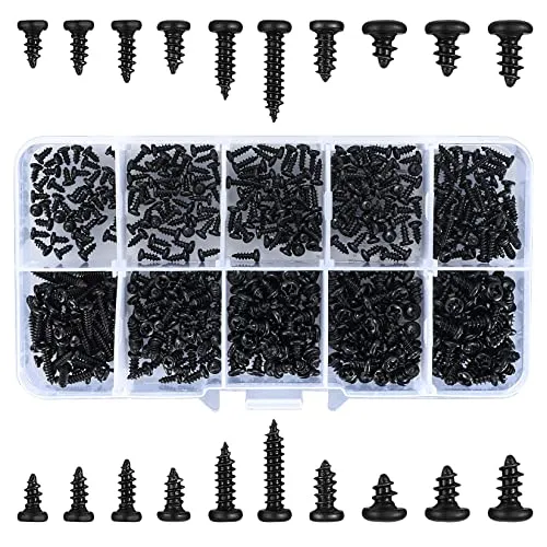 Stück Selbstschneidende Schrauben, Kohlenstoffstahl Blechschrauben für Kunststoff und Holz - Blechschrauben aus hochwertigem Kohlenstoffstahl mit Rost- und Korrosionsbeständigkeit, ideal für vielseitige Anwendungen in Elektronik und Möbeln.