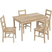 HOMCOM Essgruppe mit 4 Stühlen Kiefer Naturholz 118L x 73B x 75H cm