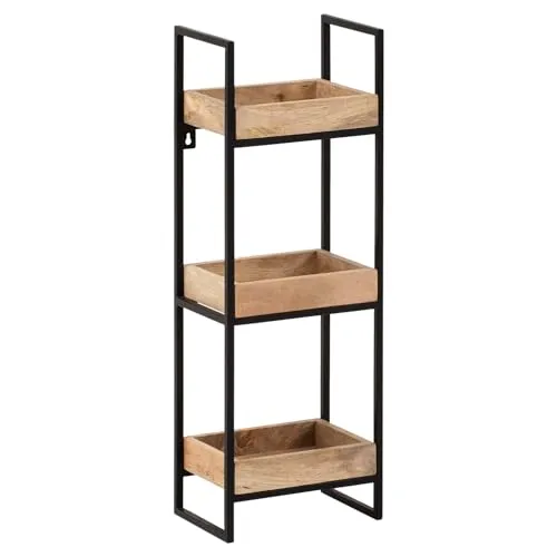Wandregal FineBuy Hängeregal aus Massivholz und Metall 27x77 cm