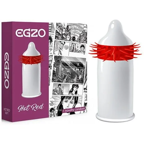 EGZO Hot Red prezerwatywa z pieszczącymi kolcami Soft 1szt. (P1) E 5094028013857