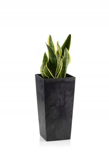 HowHomely Blumentopf Schwarz 57 x 30 x 30 cm Pflanzkübel Groß Außen - Blumenkübel mit Pflanzkübel Einsatz - Pflanzkübel Rechteckig Betonoptik für Wohnzimmer oder Garten