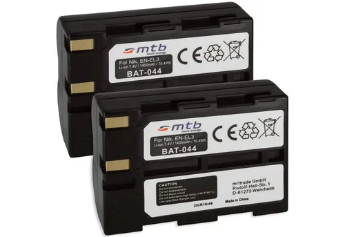 mtb more energy 2x EN-EL3 kompatibler Akku für Nikon Digitalkameras Kamera-Akku kompatibel mit Akku-Typ Nikon EN-EL3 1400 mAh (7,4 V)
