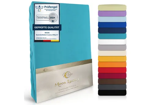 MOON Heimtextilien Spannbettlaken MOON-Luxury Spannbettlaken Jersey Stretch 230g/m², 97% Mako-Baumwolle 3% Elastan