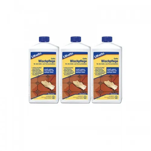 Produktbild 3x Lithofin Cotto Wischpflege Terracotta Boden Pflege Reinigung 1 Liter