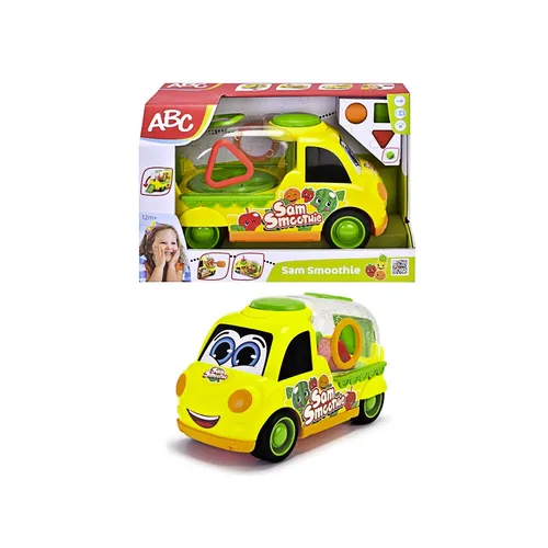 ABC-Dickie-Simba Spielzeugauto Sam Smoothie - Lernspielzeug für Kleinkinder ab 12 Monaten, fördert die Hand-Auge-Koordination mit Steckspiel und Rasselsound – ideal für neugierige kleine Entdecker!