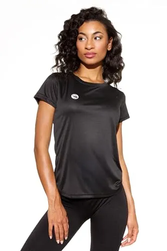 Leichtes Damen Sport T-Shirt – Atmungsaktiv, Schnelltrocknend & Elastisch – Ideal für Fitness, Laufen, Yoga – Funktionsshirt in vielen Farben & Größen - Schwarz, Gr. XL