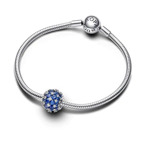 PANDORA Moments Funkelndes Rundes Pavé-Charm Blau in blau von Pandora
