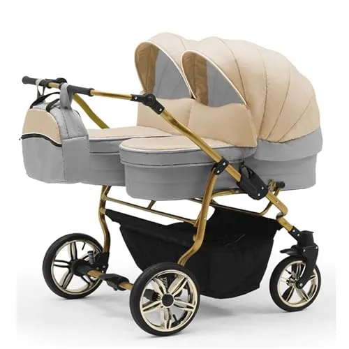 Zwillingskinderwagen 2 in 1 Duet Lux Goldedition inkl. Sportsitze - 10 Teile - in 20 Farben