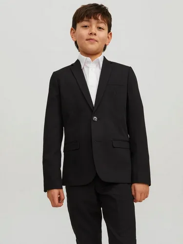JACK & JONES Blazer für Jungen - Schwarz, Größe 140 - Elegantes einreihiges Sakko mit Vollfutter und stilvollem Zweireihigen Knopfverschluss, perfekt für besondere Anlässe.