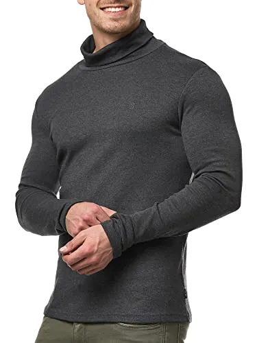 Indicode Herren Eagon Langarmshirt mit Rollkragen | Langarm Shirt Longsleeve für Männer Charcoal Mix, XL
