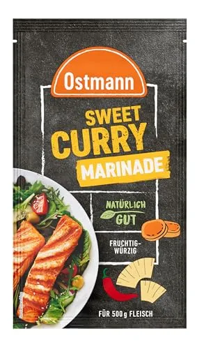 Ostmann Gewürze – Sweet Curry Marinade, flüssige Grillmarinade mit fruchtig-süßen Geschmack für Geflügel, Gewürzmischung für 500 g Grillgut, ideal zum Grillen & Verfeinern von Speisen, 60 ml