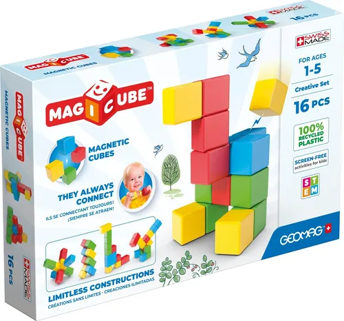 Invento 507003 - Geomag Magicube Creative Set 16 - Magnetisches Spielzeug für kreative Bauprojekte, fördert Feinmotorik und Konzentration bei Kindern im Alter von 1-5 Jahren.