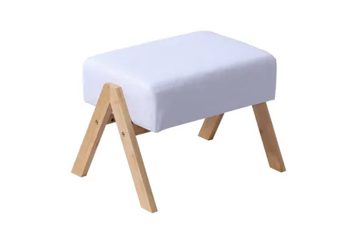 relaxdays Fußhocker Bambus & Stoff in Creme Braun