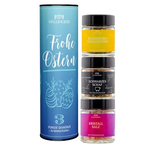 Hallingers Genuss Manufaktur Grillgewürze Geschenkset – 3 Premium Gewürze zum Grillen & BBQ in edler Wunderdose, handgemacht, perfekte Geschenkidee zu Ostern ins Osterkörbchen für Männer & für Frauen
