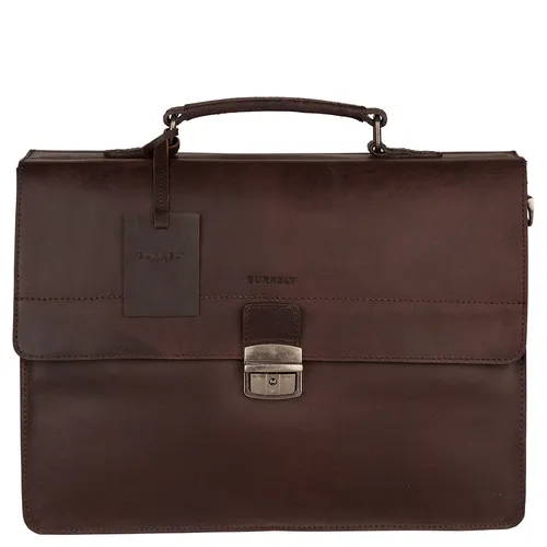 Burkely Aktentasche Vintage Dean Briefcase braun - Aktentasche aus geschliffenem Hunter-Rindleder, stilvolles Design mit abschließbarem Steckverschluss und praktischen Fächern für optimale Organisation.
