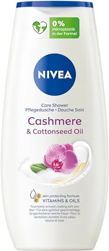 NIVEA Cashmere & Cottonseed Oil Pflegedusche (250 ml), pH-hautneutrales Duschgel mit Vitaminen und wertvollen Ölen, feuchtigkeitsspendende Cremedusche mit Orchideen-Duft