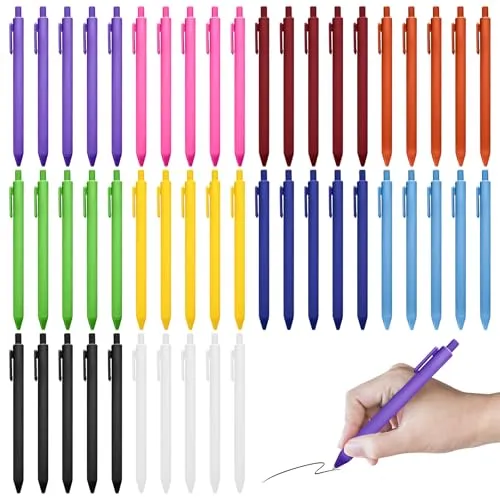 GBKDQQ 50 Stück Einziehbarer Kugelschreiber, Gelstifte Schwarz tinte Mittlere Spitze 1,0mm Einziehbare Stifte geeignet für Büro und Haushalt, Gehäuse Bunt, Farbe zufällig