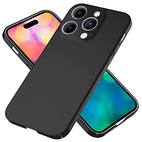 NALIA Ultra Slim Hardcase für iPhone 14 Pro Max - Anti-Fingerabdruck & 0.5mm Dünn - PUREFIT (Matt & Leicht) - Marke aus Berlin, Farbe:Schwarz