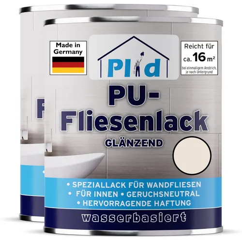 Fliesenlack 1,5l Cremeweiß glänzend - Lack für Wandfliesen, schnelltrocknend und schimmelbeständig, ideal für Küche und Bad, deckt ca. 16m² in glänzendem Cremeweiß.
