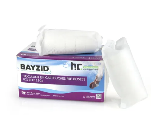 BAYZID® Flockkartusche 1kg 8x125g für Pools – Flockungsmittel Sandfilteranlagen