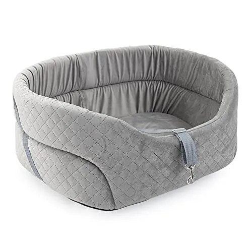 BOUTIQUE ZOO Hunde Autositz Universal Waschbar Abriebfest, Autositz Hund für Vordersitz, Beifahrersitz, Rückbank, Hundebett Hundetasche, L: 56 cm x 48 cm, Grau