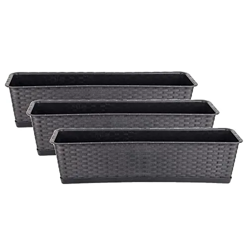 Produktbild BigDean 3er Set Blumenkasten mit Untersetzer 70 cm