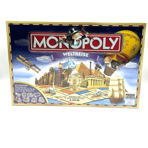 Monopoly Weltreise Brettspiel - Klassiker von Parker, NEU OVP - Gesellschaftsspiel für 2-6 Spieler, ideal für Familienabende, mit spannenden Reiseabenteuern und strategischem Spielspaß!