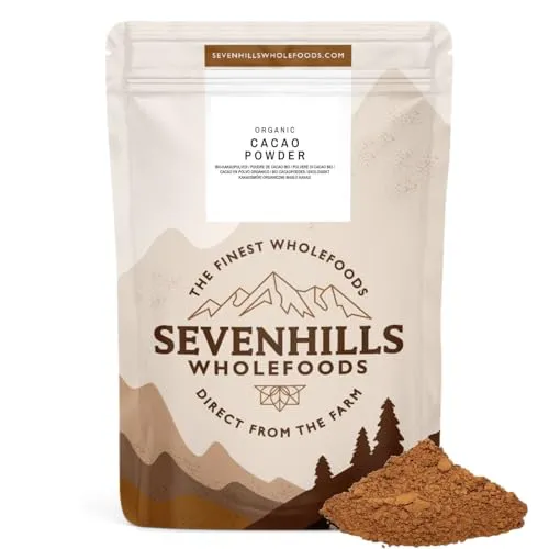 Sevenhills Wholefoods Bio Kakaopulver 1kg - Kekse & Kleingebäck: 100% rein und biologisch, perfekt für gesunde Rezepte und reich an Nährstoffen für mehr Energie und Wohlbefinden.