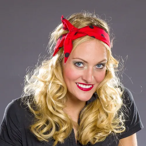 50er 60er Jahre Haarband Rockabilly Haartuch rot-schwarz Rock'n'Roll Kopftuch