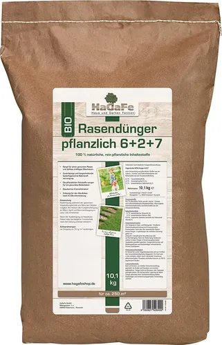 HaGaFe Rasendünger rein pflanzlich im Papierbeutel 1 x 10,1 kg, unbedenklich für Mensch und Tier